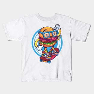 Skating Hamburger having fun Kids T-Shirt